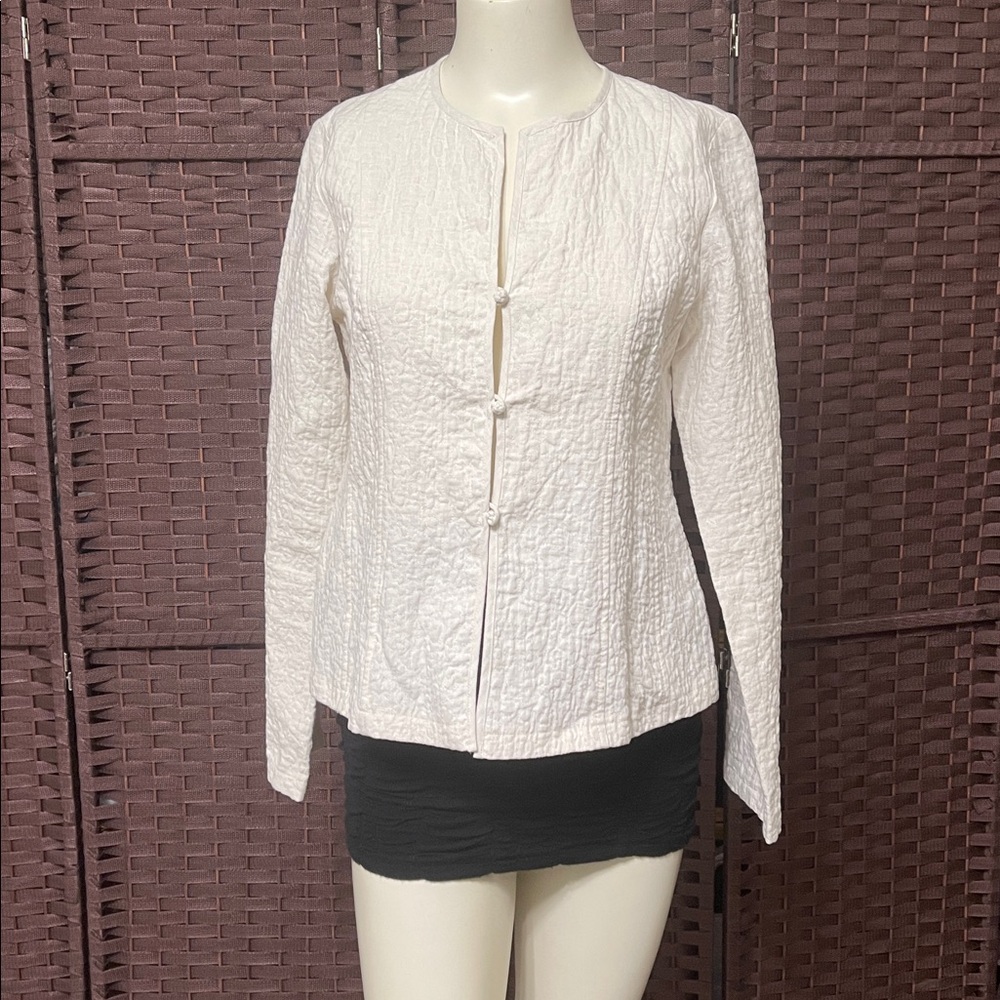 EILEEN FISHER Ivory Linen Cotton Gauze Jacket Top size XS
